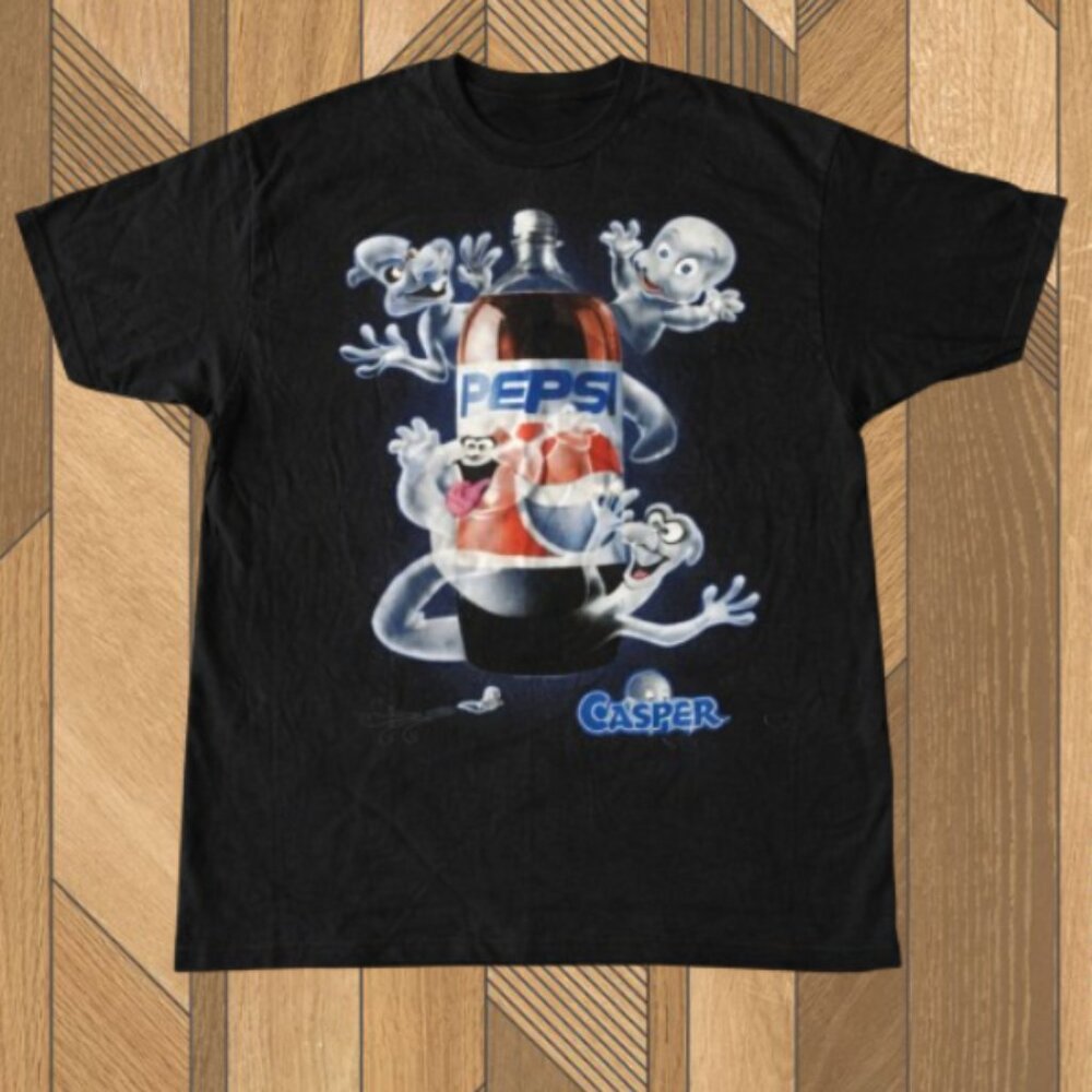 Casper Pepsi 2 Liter Ghost Halloween Blue 90s Promo Movie TShirt